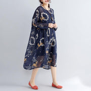 2019 blue prints pure chiffon dresses plus size vintage two pieces wild dress - bagstylebliss