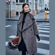 2019 chocolate Wool Coat plus size long coat Fashion Batwing Sleeve maxi coat - bagstylebliss