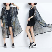 2018 fashion women black chiffon coats plus size tassel summer casual cardigans - bagstylebliss