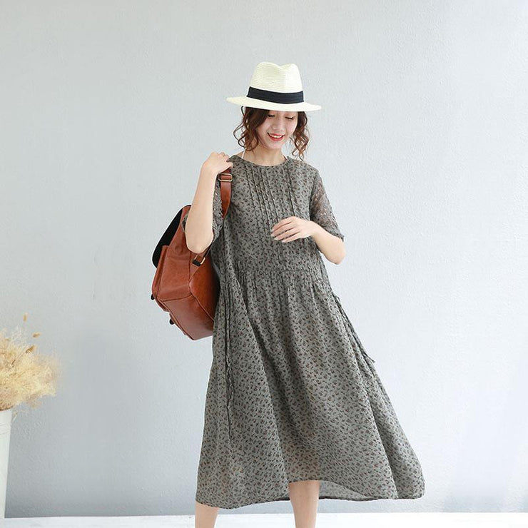 2019 floral long linen dresses plus size clothing hollow out cotton maxi dress vintage o neck traveling dress - bagstylebliss