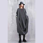 2019 gray dresses plus size o neck gown fine Cinched side open kaftans - bagstylebliss