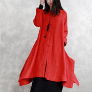 2018 red coats oversize Stand Jacquard maxi coat Fashion long sleeve pockets long coat - bagstylebliss
