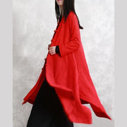 2018 red coats oversize Stand Jacquard maxi coat Fashion long sleeve pockets long coat - bagstylebliss