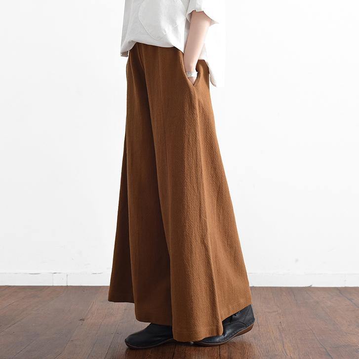 2018 spring casual linen women pants elastic waist loose fashion wide leg pants - bagstylebliss