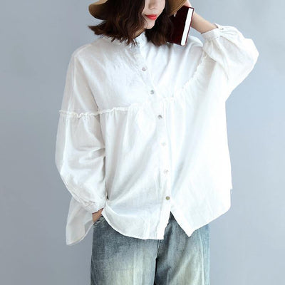 2018 spring white cotton tops plus size cotton shirts women blouses - bagstylebliss