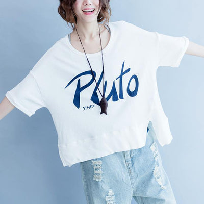 2018 summer front side open cotton pullover oversize short sleeve tops - bagstylebliss
