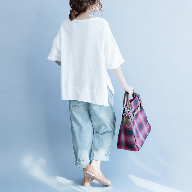 2018 summer front side open cotton pullover oversize short sleeve tops - bagstylebliss
