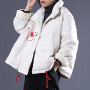 2024 white Outfits oversize stand collar thick quilted coat Elegant double breasted down coats