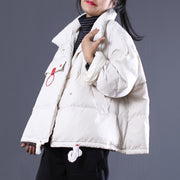 2024 white Outfits oversize stand collar thick quilted coat Elegant double breasted down coats