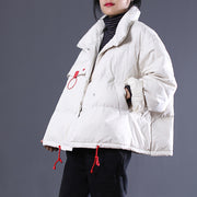 2024 white Outfits oversize stand collar thick quilted coat Elegant double breasted down coats