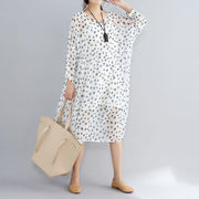 2018 white prints natural chiffon dress oversized long sleeve two pieces chiffon dress - bagstylebliss