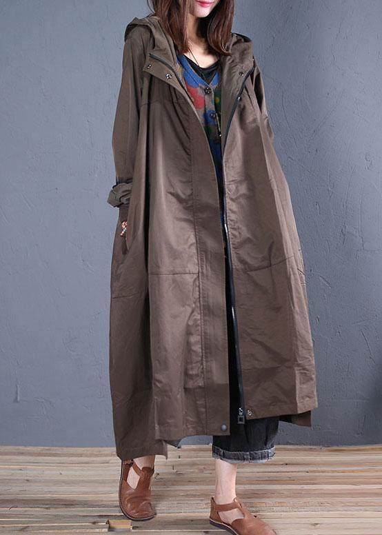 2019 army green overcoat trendy plus size zippered long coat fall - bagstylebliss