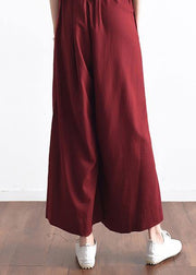 2019 autumn original design literary retro tie irregular wide leg casual burgundy pants - bagstylebliss