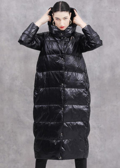 2019 black duck down coat oversize hooded down jacket zippered Fine coats - bagstylebliss