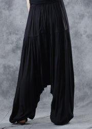 2019 black elastic waist new linen pants loose  Cinched harem pants - bagstylebliss