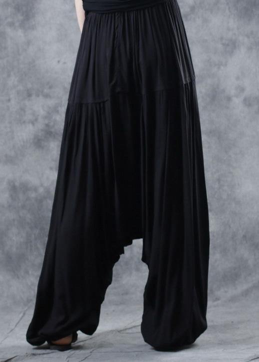 2019 black elastic waist new linen pants loose  Cinched harem pants - bagstylebliss