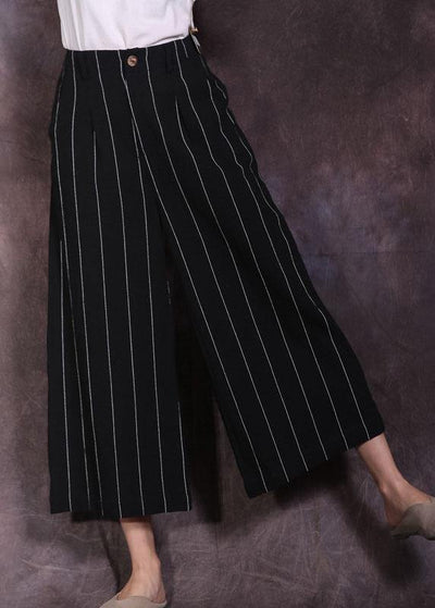 2019 black striped linen pant loose women cuop pants - bagstylebliss