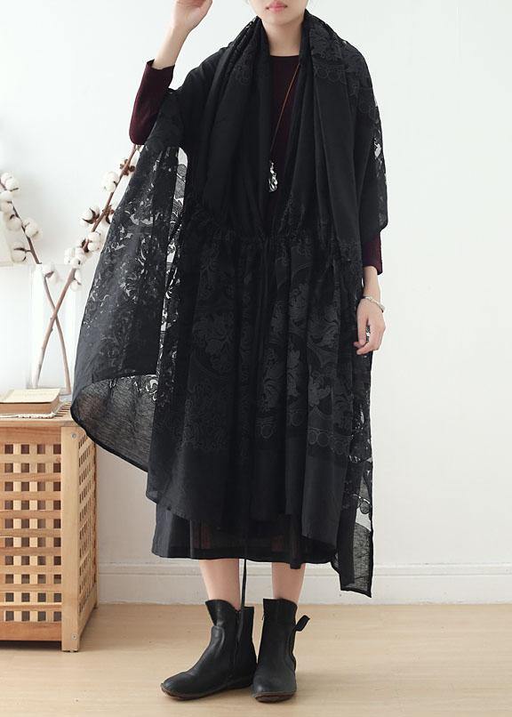 2019 new original design cotton drawstring shawl heavy work lace cloak coat - bagstylebliss