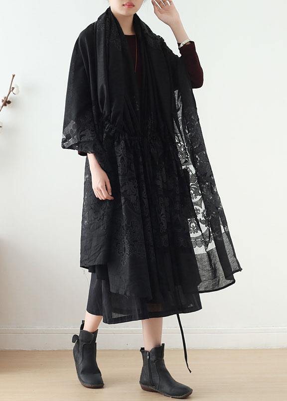 2019 new original design cotton drawstring shawl heavy work lace cloak coat - bagstylebliss
