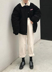 2019 oversize snow jackets winter overcoat black Peter pan Collar women parka - bagstylebliss