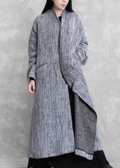 2019 oversized long coat women gray asymmetric pockets Woolen Coats Women - bagstylebliss