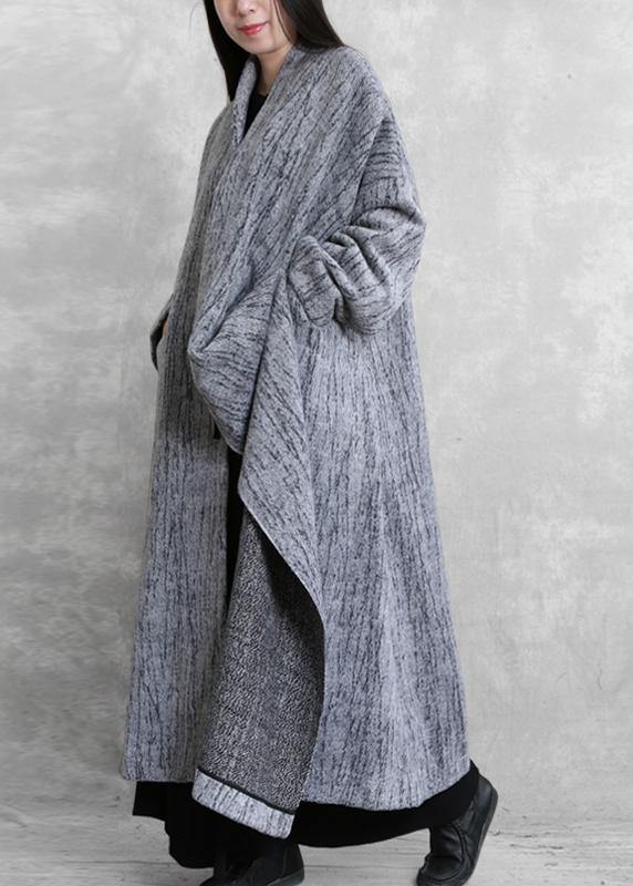 2019 oversized long coat women gray asymmetric pockets Woolen Coats Women - bagstylebliss