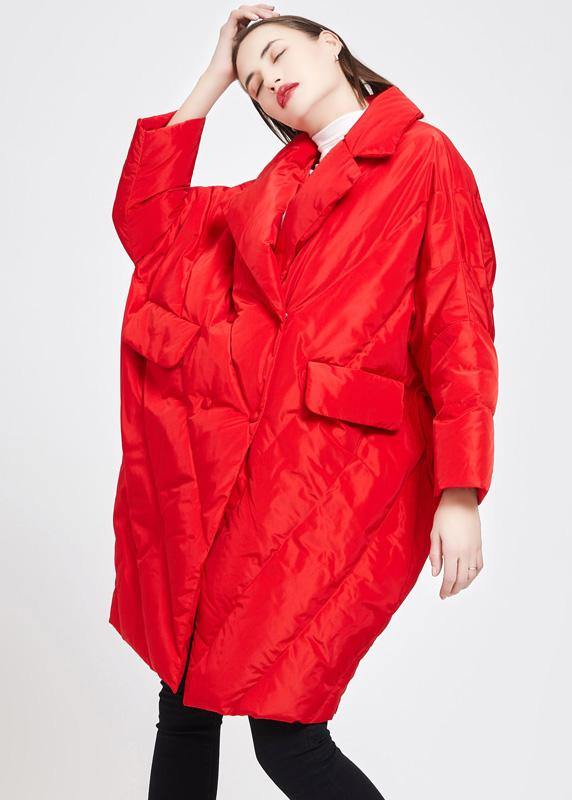 2019 plus size down jacket Notched collar Jackets red cloak down coat winter - bagstylebliss