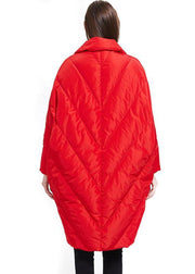 2019 plus size down jacket Notched collar Jackets red cloak down coat winter - bagstylebliss