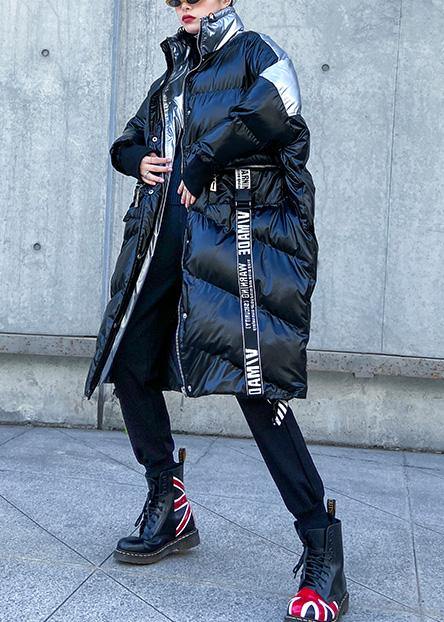 2019 plus size down jacket high neck winter coats black patchwork women parka - bagstylebliss