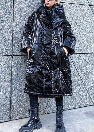 2019 plus size down jacket winter outwear black big lapel collar overcoat - bagstylebliss