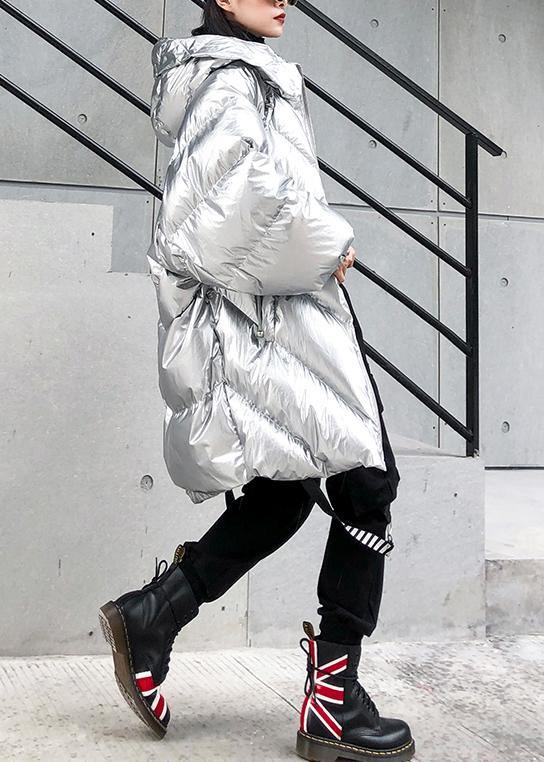 2019 silver Parkas for women oversized down jacket winter outwear hooded - bagstylebliss