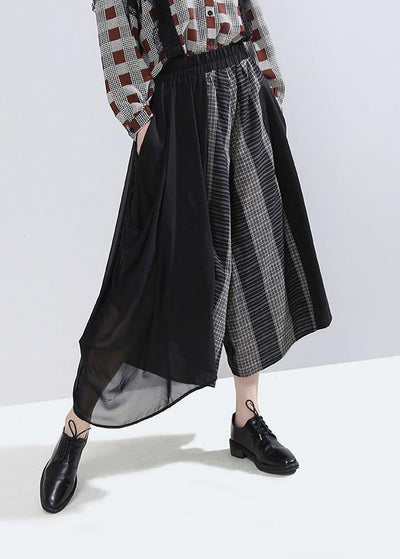 2019 stylish women patchwork casual pants asymmetric wide leg pants - bagstylebliss