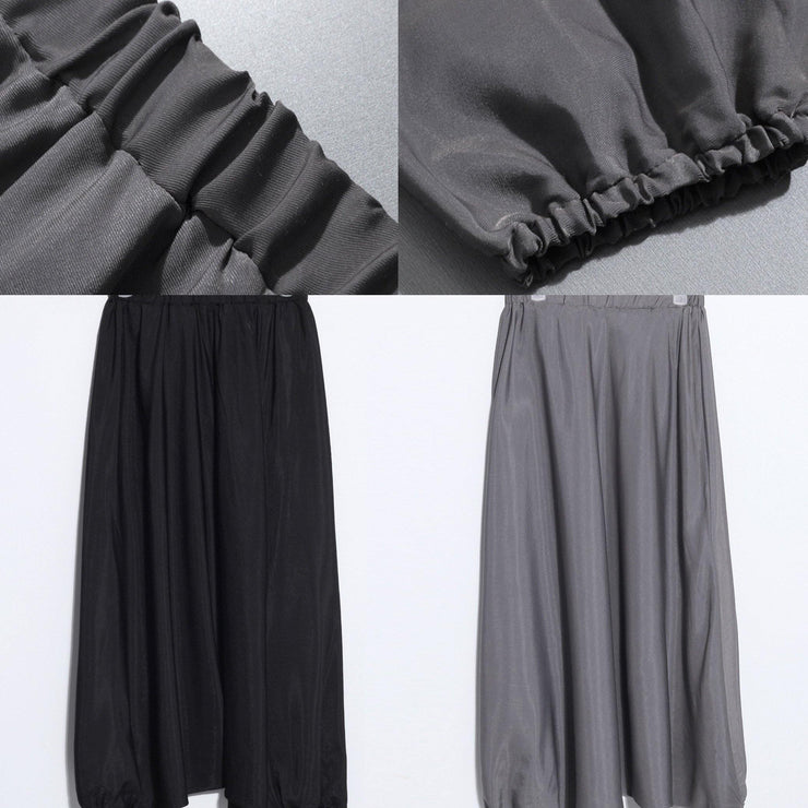 2019 summer new black silk crop pants loose women lantern pants - bagstylebliss