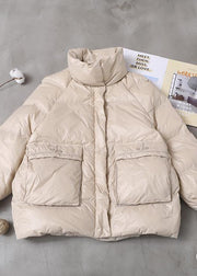 2019 white goose Down coat plus size clothing snow jackets two pockets stand collar coats - bagstylebliss