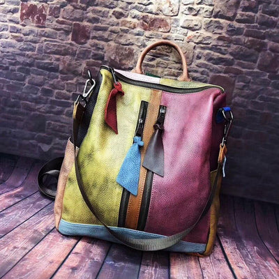 2021 Fashion Retro Handbag Backpack Genuine Leather Female Bag - bagstylebliss
