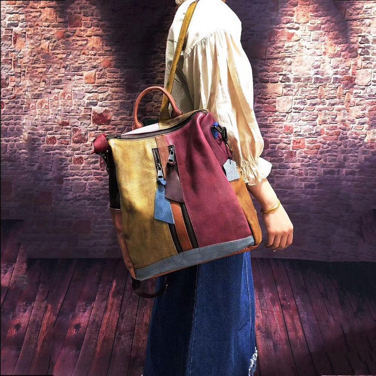 2021 Fashion Retro Handbag Backpack Genuine Leather Female Bag - bagstylebliss