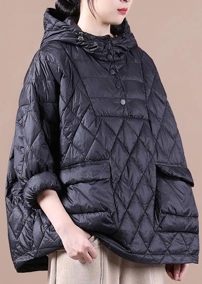 2021 Loose Fitting Winter Jacket Hooded Black Pockets Down Coat-(free Shipping+limited Stock) - bagstylebliss