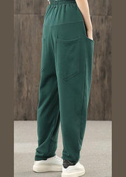 2021 autumn big pocket elastic waist green casual pants - bagstylebliss