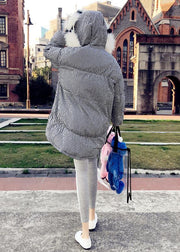 2021 black plaid down jacket woman plus size clothing parka hooded The rabbit wool Elegant coats - bagstylebliss