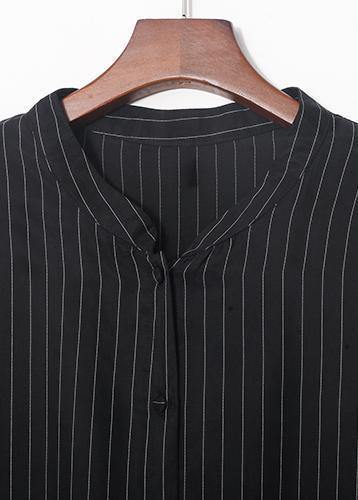 2021 copper ammonia silk stitching chiffon black striped shirt wide leg pants casual suit - bagstylebliss