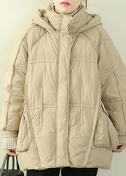 2021 oversize warm winter coat winter stand collar coats beige hooded winter outwear - bagstylebliss