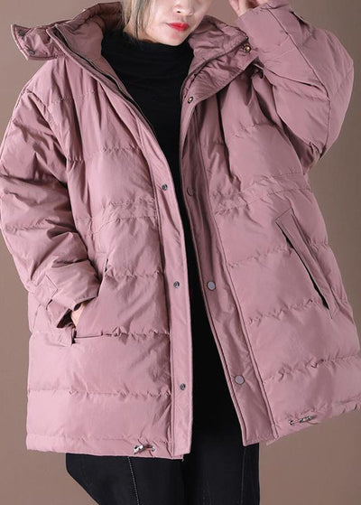 2021 pink down coat winter plus size snow jackets hooded pockets women overcoat - bagstylebliss