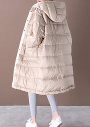2021 plus size clothing snow jackets coats khaki hooded pockets goose Down coat - bagstylebliss