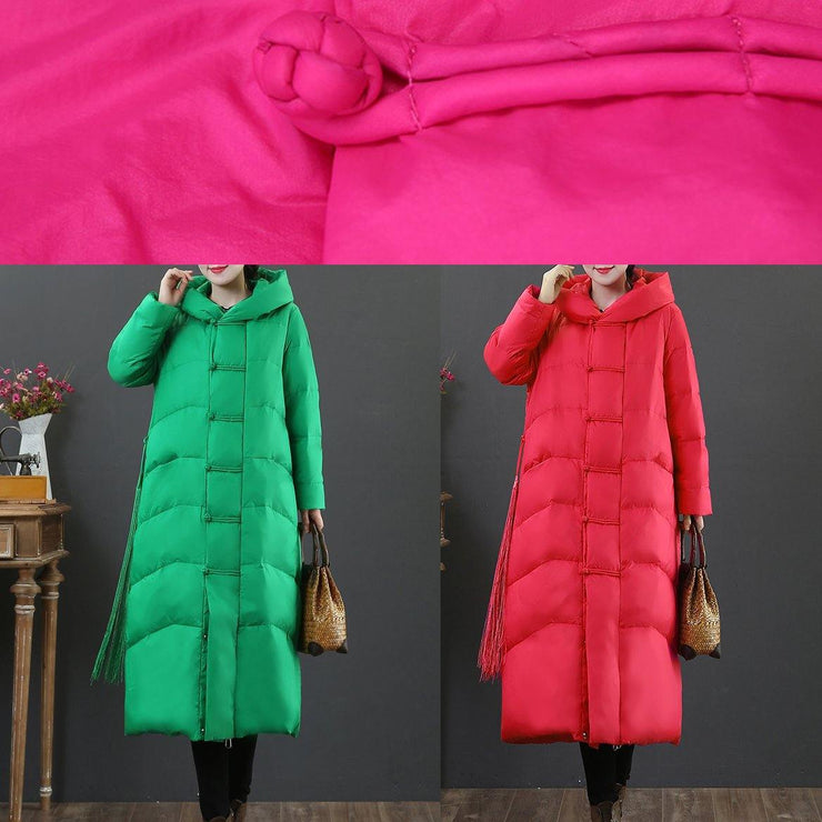 2021 red down jacket woman plus size down jacket hooded zippered fine overcoat - bagstylebliss
