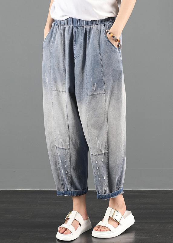 2021 summer dress code loose high waist washed old denim harem pants - bagstylebliss