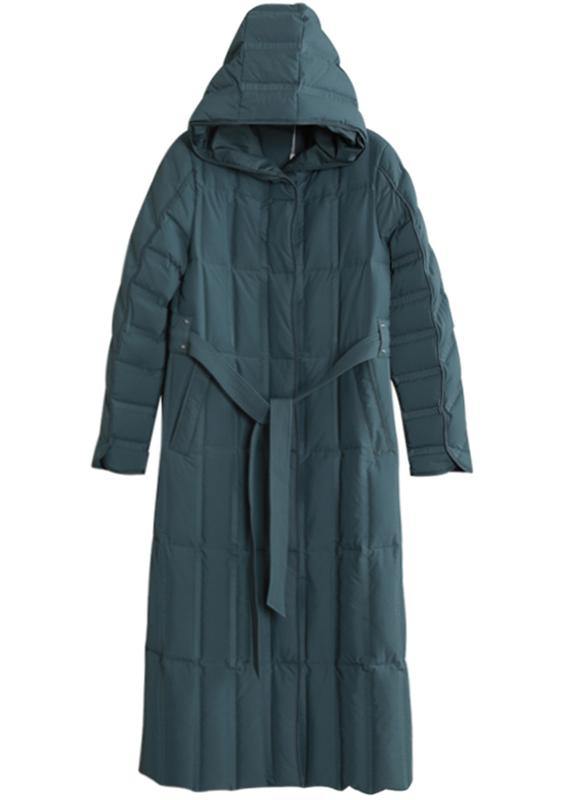 2021 trendy plus size coats green hooded tie waist down coat winter - bagstylebliss