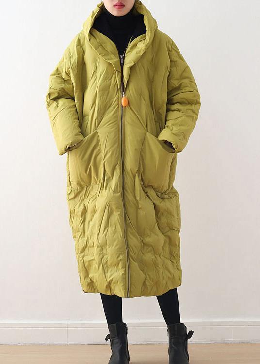 2021 Blackish Green Warm Down Coat original design literary retro overcoat - bagstylebliss