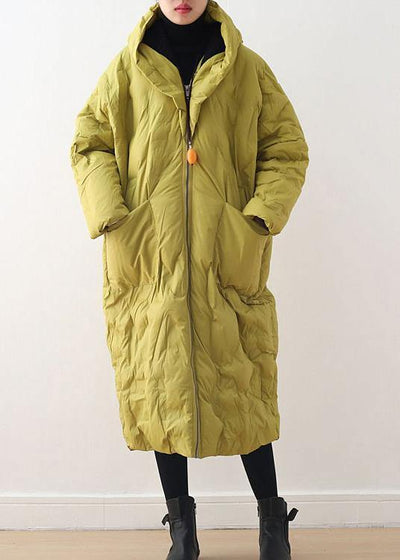 2021 Warm Yellow Down Coat original design literary retro overcoat - bagstylebliss