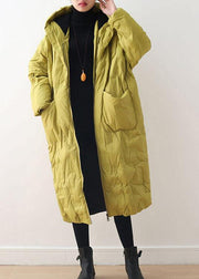 2021 Warm Yellow Down Coat original design literary retro overcoat - bagstylebliss