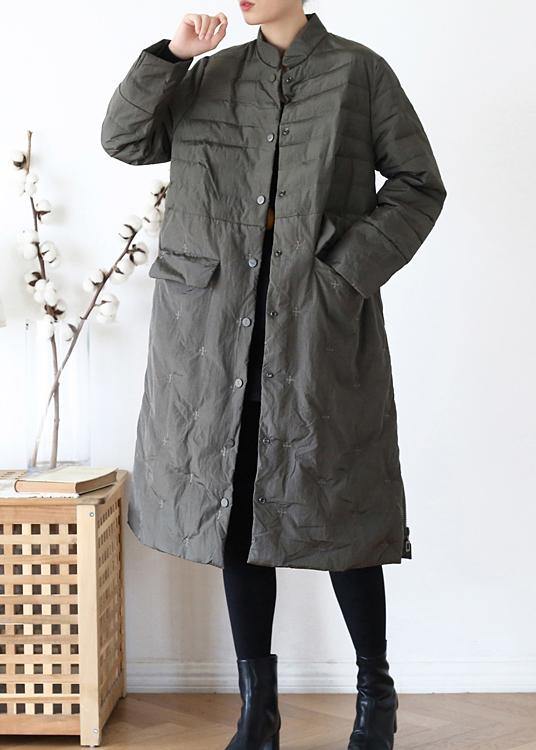 2021green down jacket woman casual stand collar women parka warm Casual winter outwear - bagstylebliss